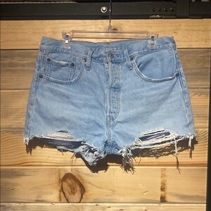 Levi's Blue Jean Shorts Distressed Cut-Off